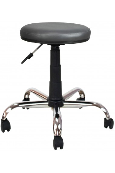 Bürocci Metal Ayaklı Tabure-Gri Deri - 2999D0125