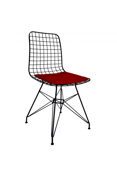Ofisel Metal Tel Sandalye Bordo